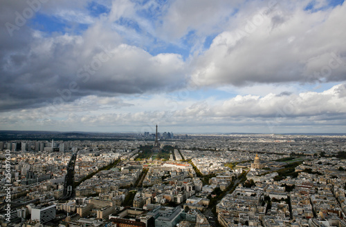 Aerial panoramic view of Paris skyline with Eiffel Tower © Mikhail