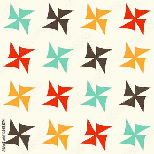 Bright seamless pattern with colorful geometric elements.