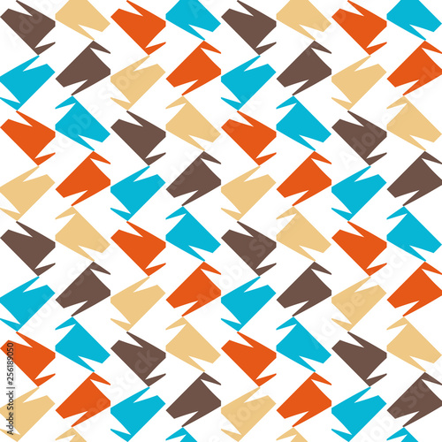 Bright seamless pattern with alternating geometric shapes.