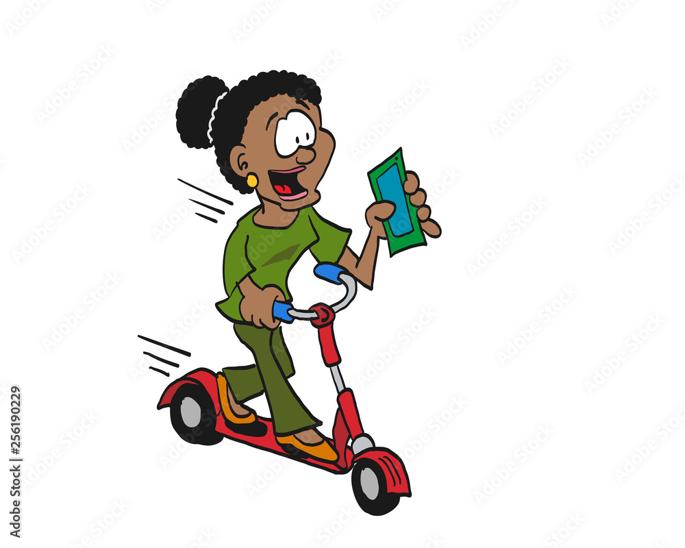 Young woman ridding a scooter Young woman ridding a scooter