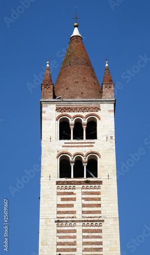 Bell tower of San Zeno Basilica in  in Verona, Italy photo