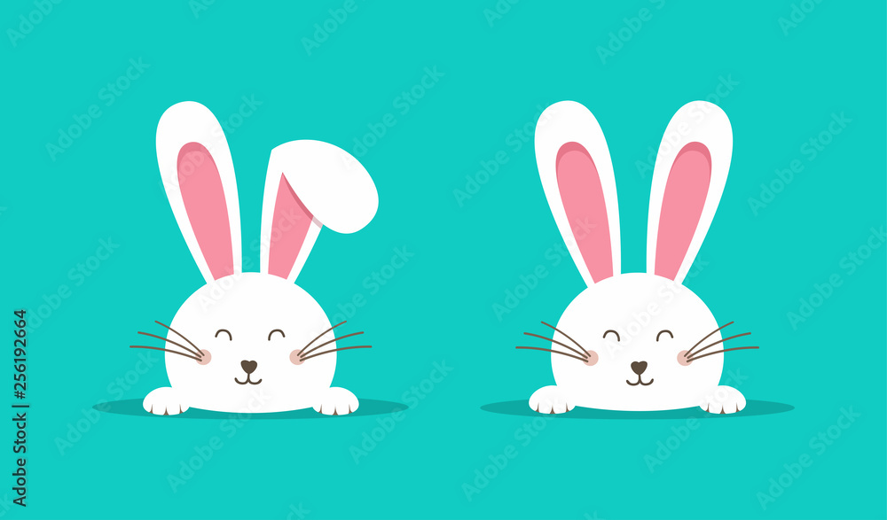 Happy Easter web banner. Greeting card with rabbit. Bunny ears. Vector illustration. Happy Easter web banner. Greeting card with rabbit. Bunny ears. Vector illustration.