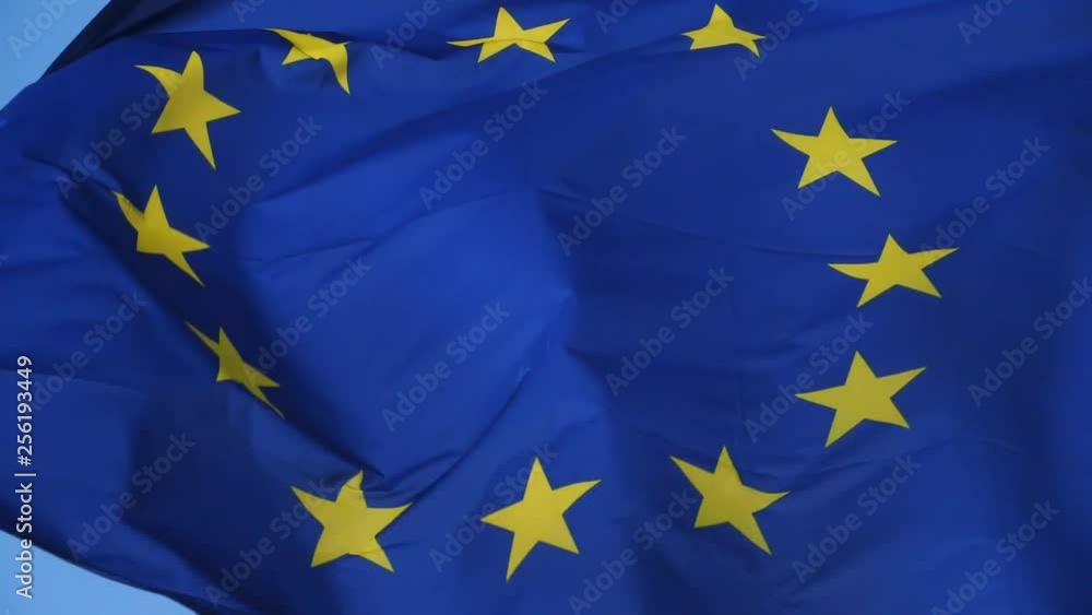 The European flag waving in the wind. The European flag waving in the wind.