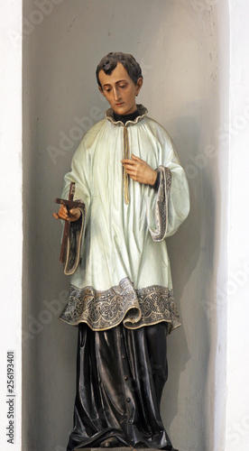 Saint Aloysius Gonzaga, statue on the altar in the saint Joseph church in Vela Luka, Korcula island, Croatia photo