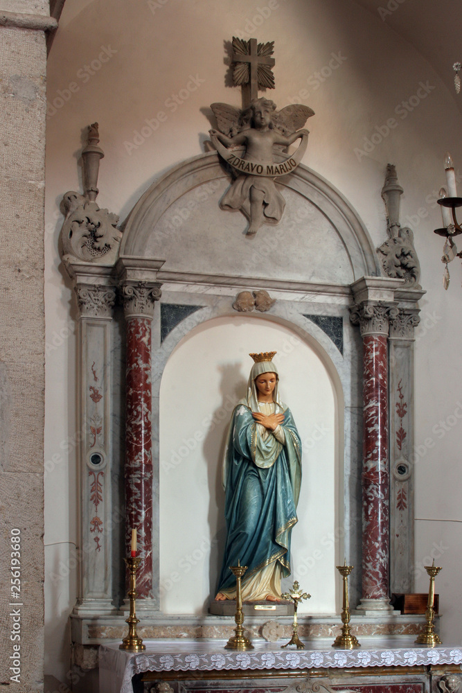 Virgin Mary altar in the Church of All Saints in Blato, Korcula island, Croatia