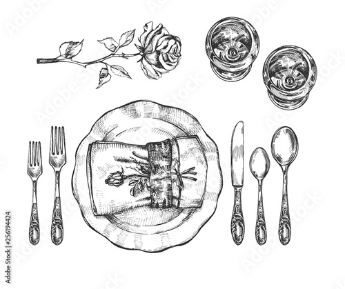 Informal tableware setting for one set