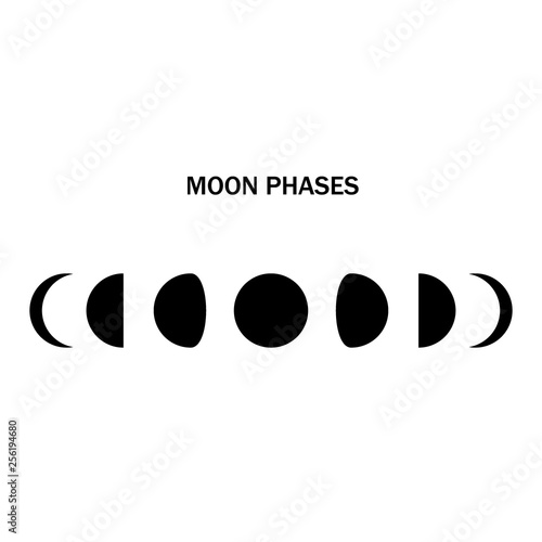 Moon phases astronomy icon set Vector Illustration on the white background.