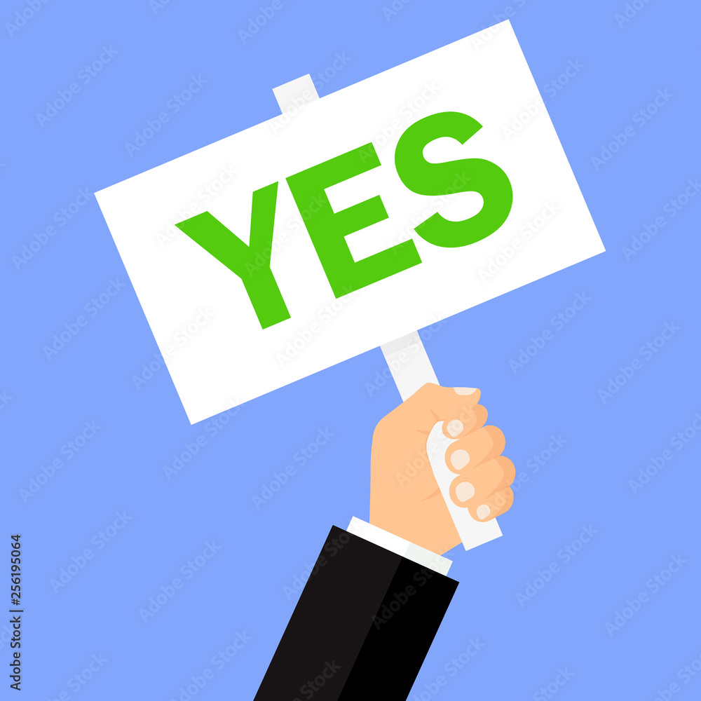 Hand holding white board. Banner with minimal icon. Concept of protest. Vector illustration, flat style. Hand holding white board. Banner with minimal icon. Concept of protest. Vector illustration, flat style.