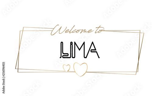 Lima  Welcome to text Neon lettering typography. Word for logotype, badge, icon, postcard, logo, banner Vector Illustration.