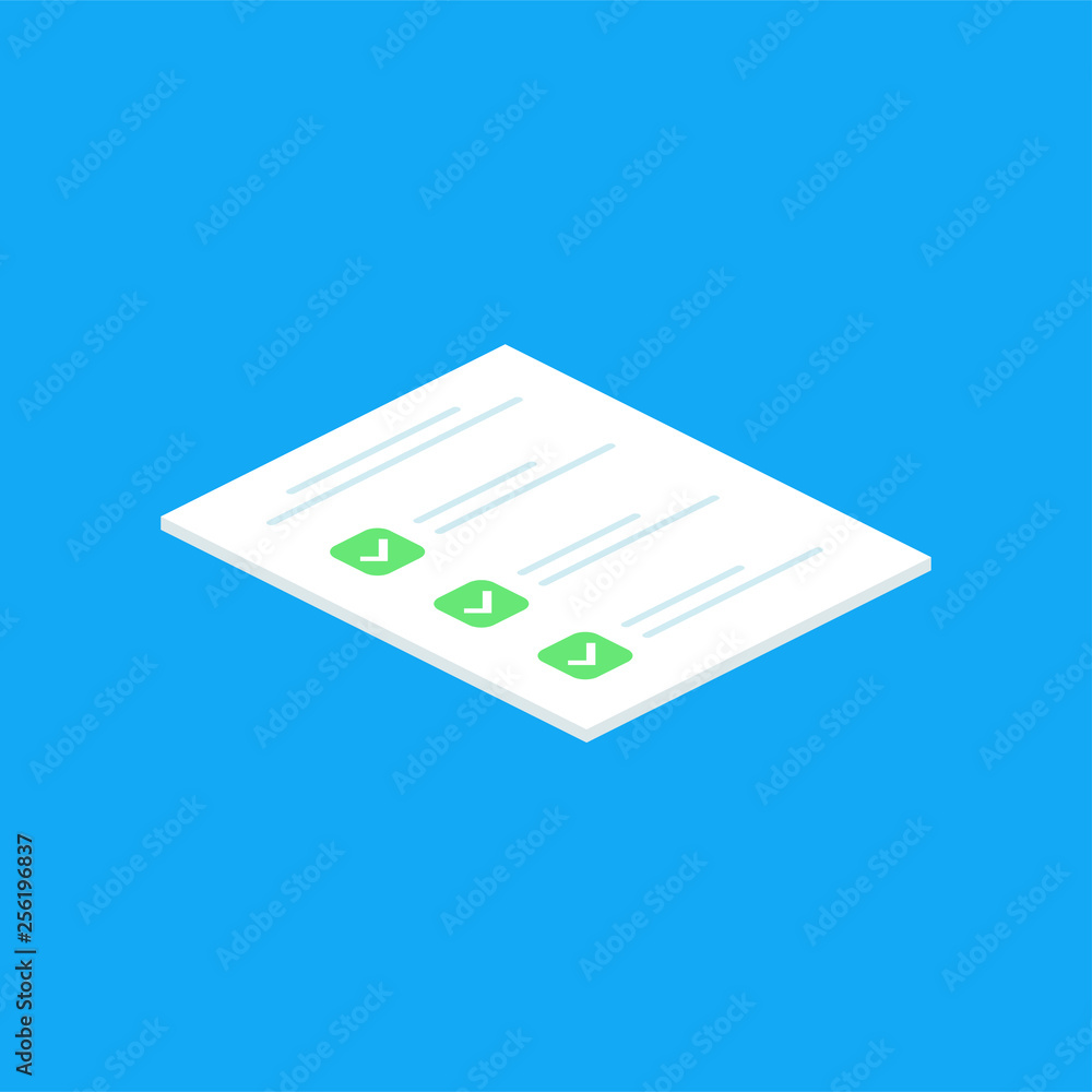 Isometric checklist icon. Checklist complete tasks, to-do list, survey, exam concepts. Best quality. Flat illustration of clipboard with checklist icon for web. Vector. Isometric checklist icon. Checklist complete tasks, to-do list, survey, exam concepts. Best quality. Flat illustration of clipboard with checklist icon for web. Vector.