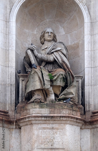 Bossuet by Jean Jacques Feuchere  Fountain of the Sacred Orators  Place Saint-Sulpice in Paris  France 