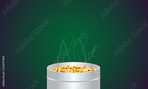 cigarette ashtray tank. dangerous to health kid other people. vector illustration eps10