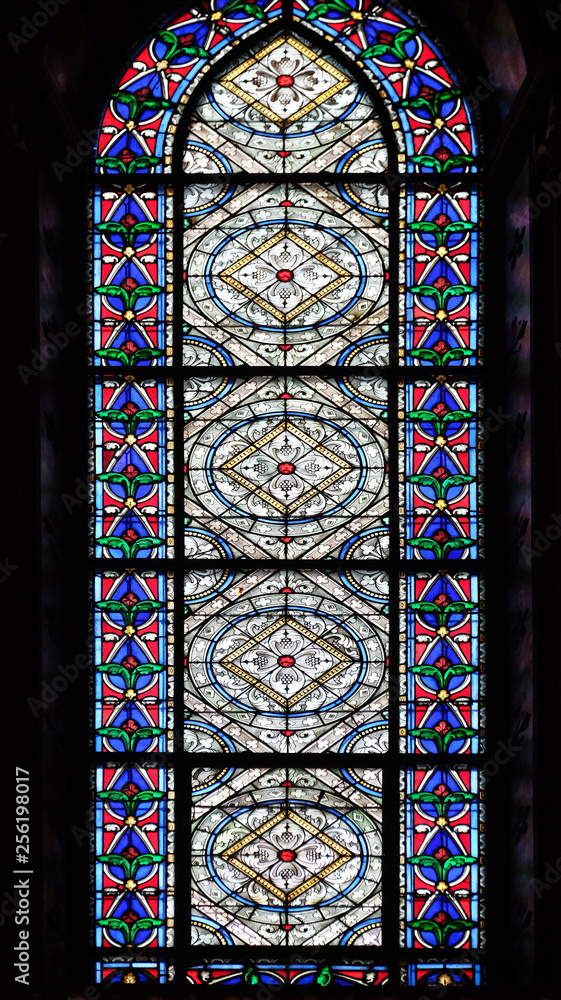 Stained glass windows in the Saint Germain des Pres Church, Paris, France 