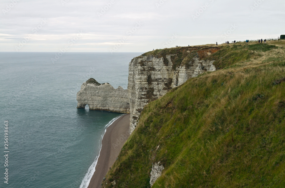 White cliffs and natural rock arch of Etretat