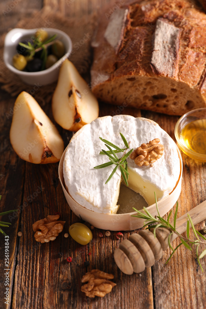 camembert with walnut, olive and honey camembert with walnut, olive and honey
