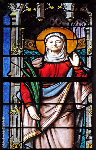 Saint martyr  stained glass window in Saint Severin church in Paris  France 