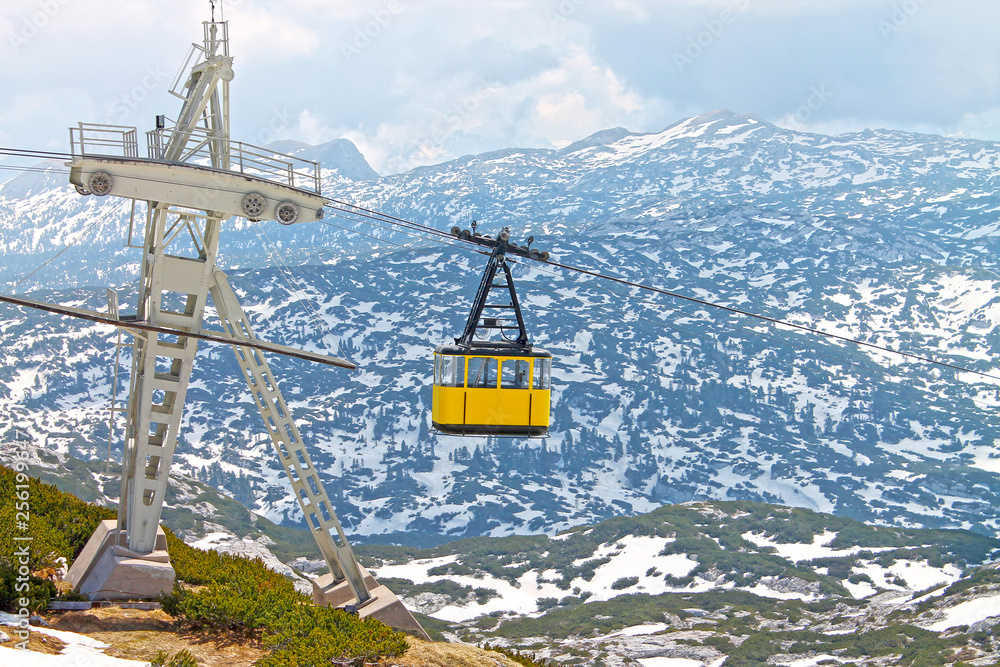 View of cable railway. Krippenstein mount, Dachstein, Obertraun, View of cable railway. Krippenstein mount, Dachstein, Obertraun,