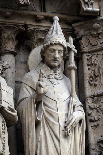 Pope Saint Sylvester, Portal of the Virgin, Notre Dame Cathedral, UNESCO World Heritage Site in Paris, France