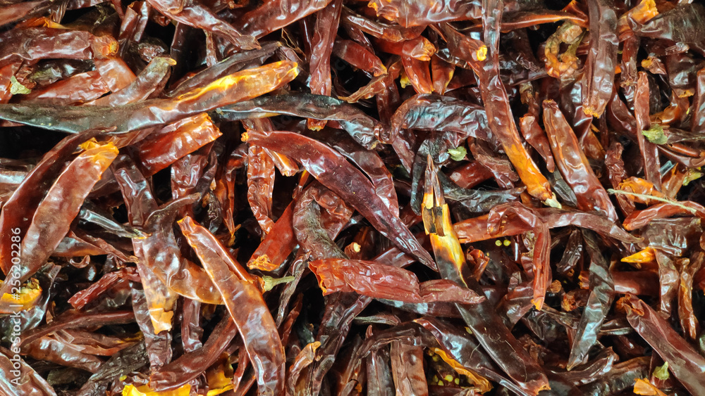 Dried red chilli heap Dried red chilli heap
