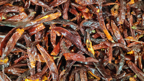 Dried red chilli heap