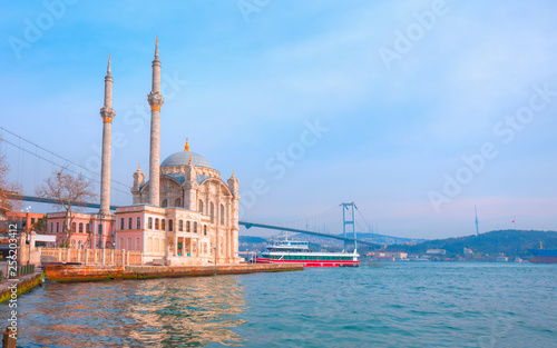 Ortakoy mosque and Bosphorus bridge - Istanbul, Turkey 