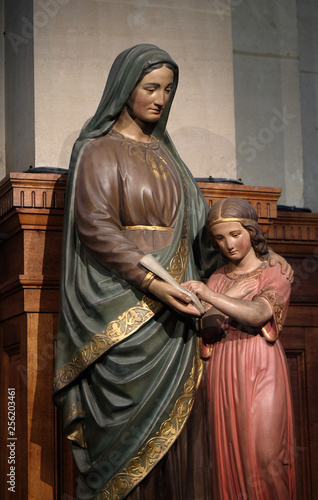Photography Statue of Saint Anne and Virgin Mary by Peaucelle Coquet, 19th century, Chapel o