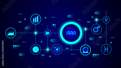 Zodiac Aquarius Saturn icon. From Web set