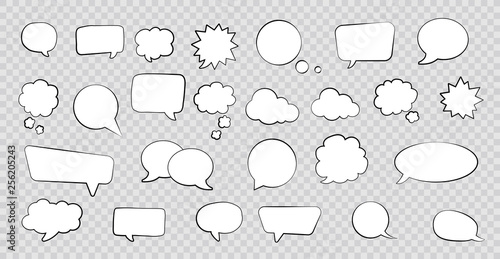 Big set of speech bubbles. Retro empty comic bubbles. Stickers. Vector illustration.