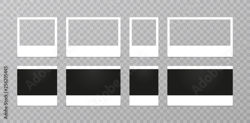Retro realistic vector photo frame set placed on transparent background. illustration.