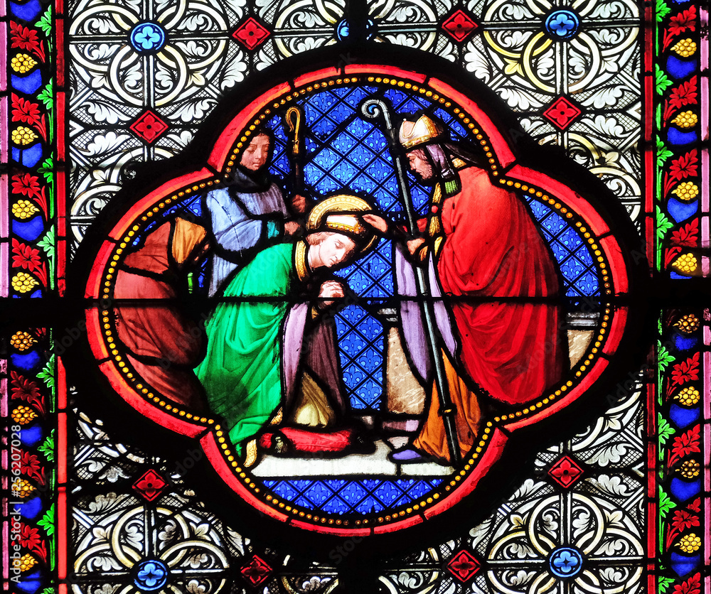 Saint Remi with Bishop, stained glass window in the Basilica of Saint Clotilde in Paris, France Saint Remi with Bishop, stained glass window in the Basilica of Saint Clotilde in Paris, France