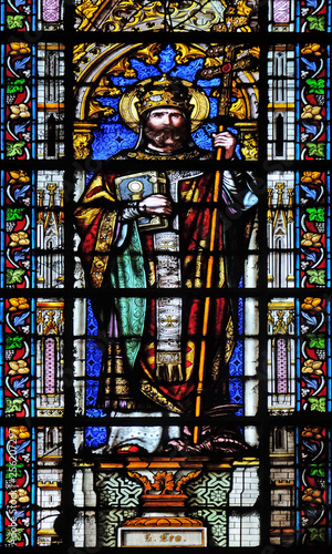 Saint Leo  stained glass window in the Basilica of Saint Clotilde in Paris  France 