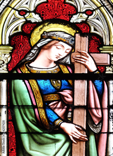 Saint Helena, stained glass window in the Basilica of Saint Clotilde in Paris, France