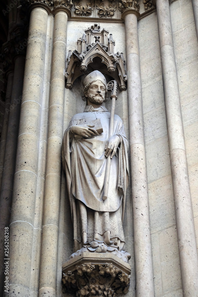 Statue of Saint on the portal of the Basilica of Saint Clotilde in Paris, France Statue of Saint on the portal of the Basilica of Saint Clotilde in Paris, France