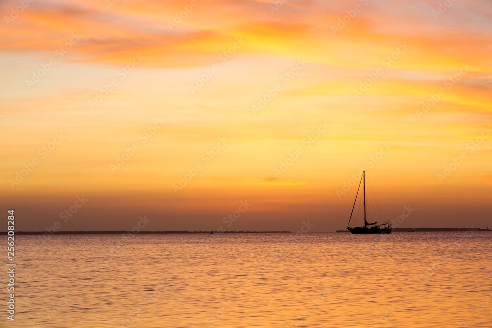 Sunset on sea in Zanzibar