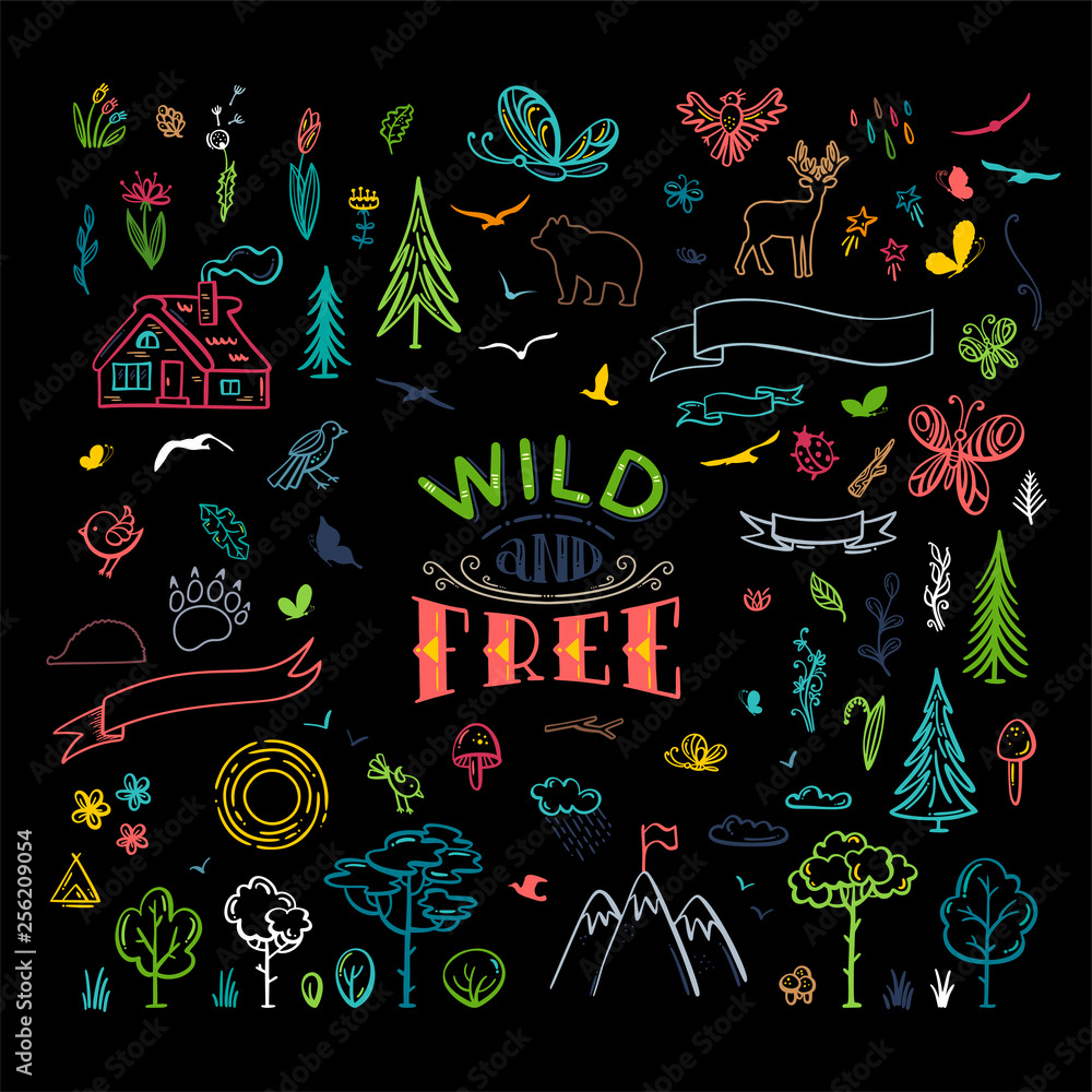Vector set of nature doodles. Vector set of nature doodles.