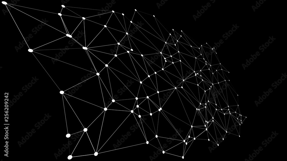 Connected lines digital wireframe 3d lines dots vector illustration Connected lines digital wireframe 3d lines dots vector illustration
