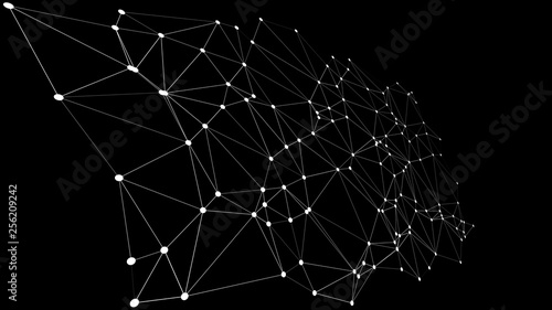 Connected lines digital wireframe 3d lines dots vector illustration