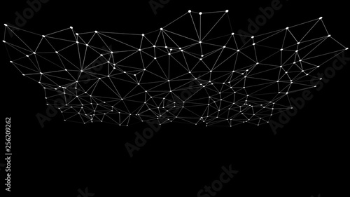 vTechnology hud digital wires lines and dots connected, black background