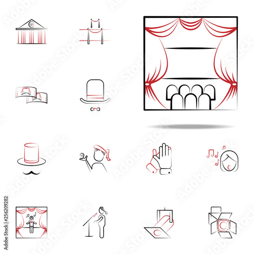 theater scene icon. handdraw icons universal set for web and mobile
