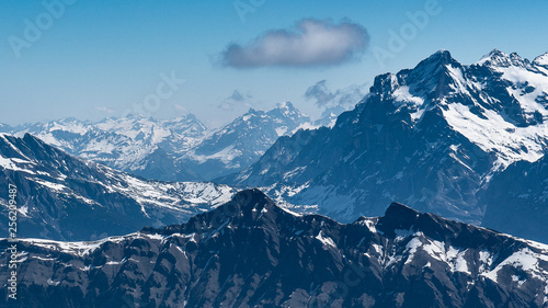 Switzerland, panoramic view on snow Alps with clouds © AlehAlisevich