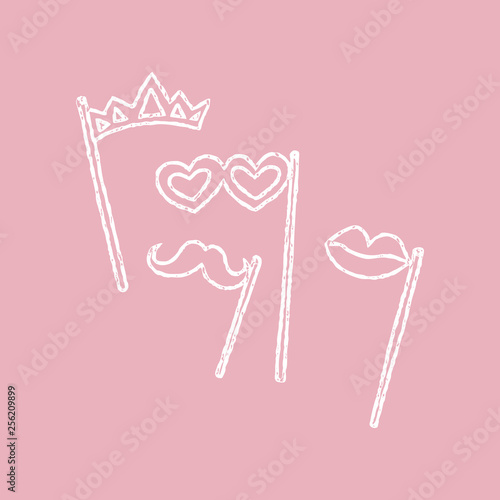 Bachelorette party concept. Photobooth props. Vintage texture doodle.