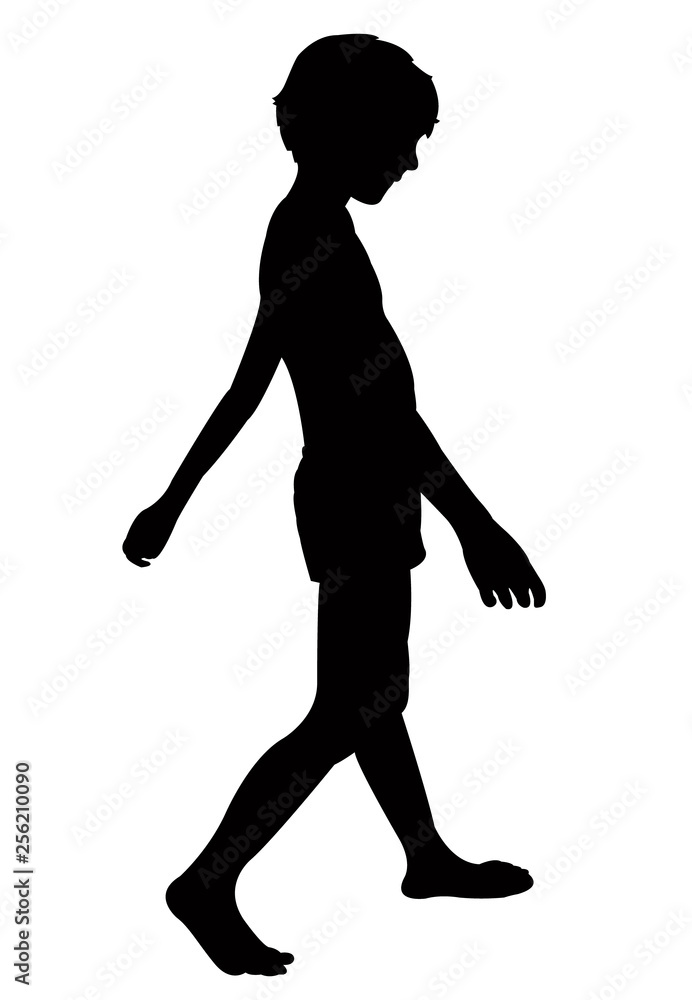 boy running body silhouette vector