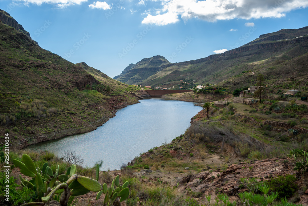 Small lake in a mountain valley on the Canary Islands