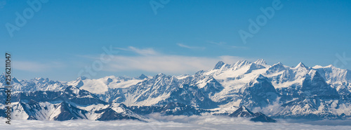 Switzerland, panoramic view from Pilatus on Alps in clouds