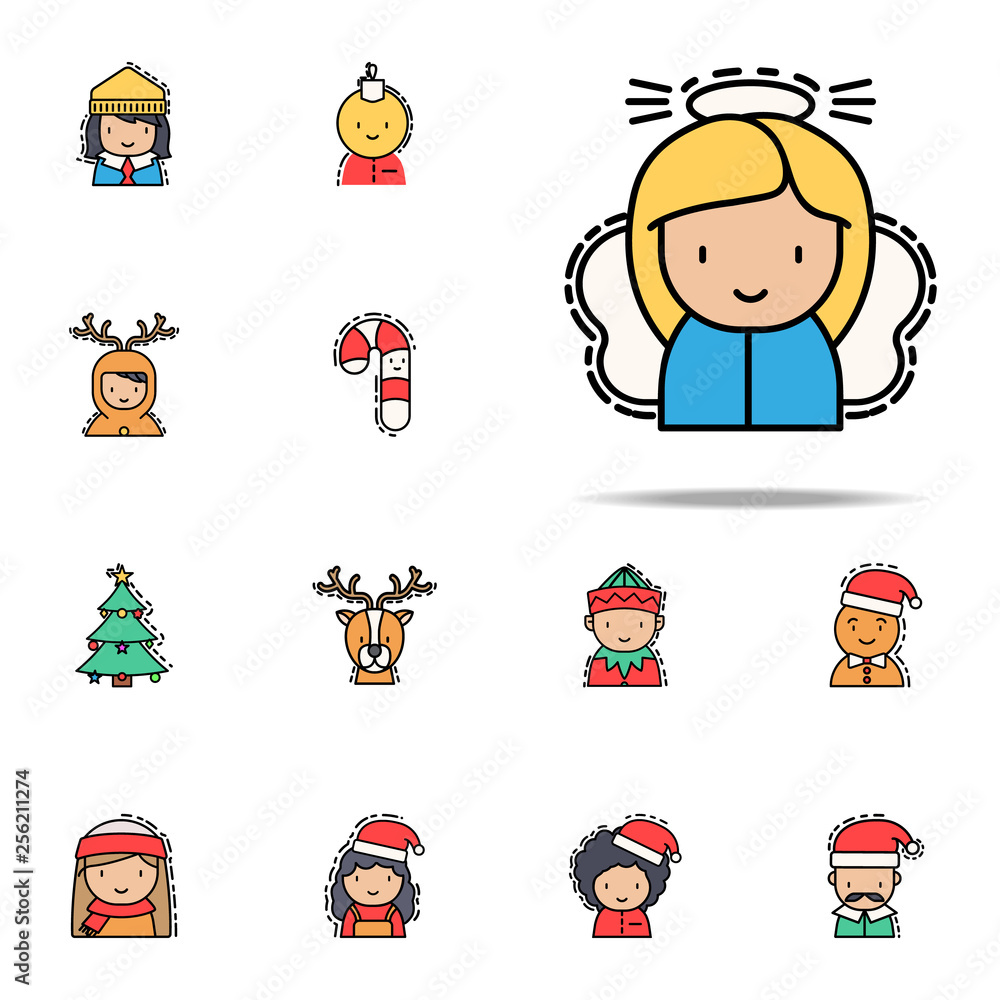 Angel christmas colored icon. Christmas avatars icons universal set for web and mobile