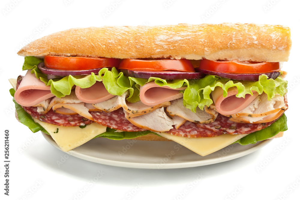 half of subway baguette sandwich half of subway baguette sandwich