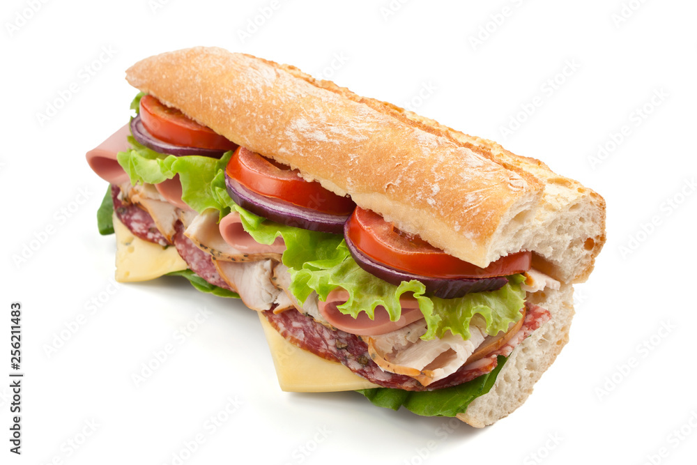 half of long tasty subway baguette sandwich half of long tasty subway baguette sandwich