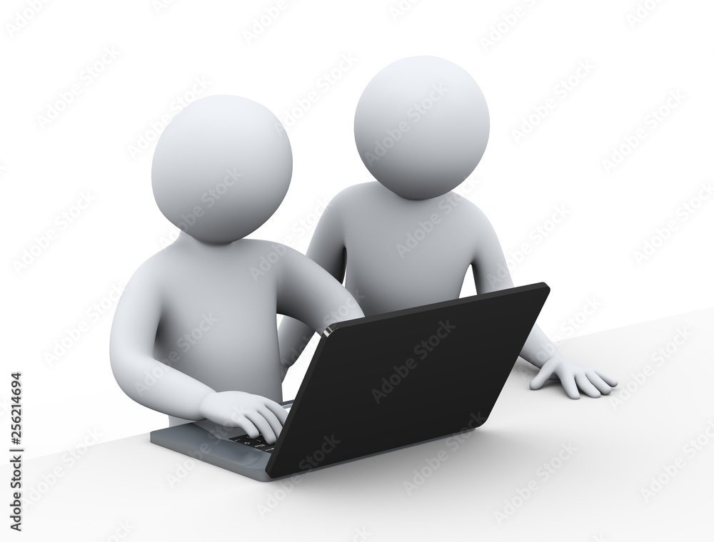3d business people with laptop 3d business people with laptop