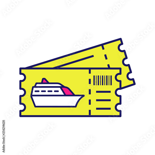 Cruise ship tickets color icon