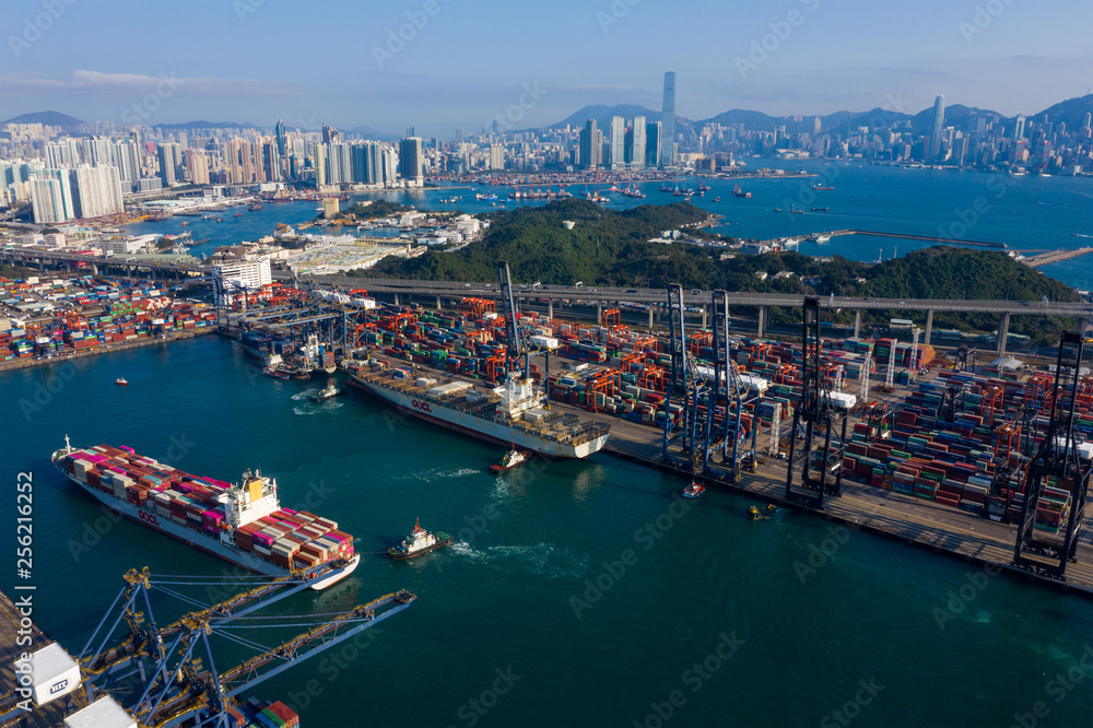 Top view of Kwai Tsing Container Terminals